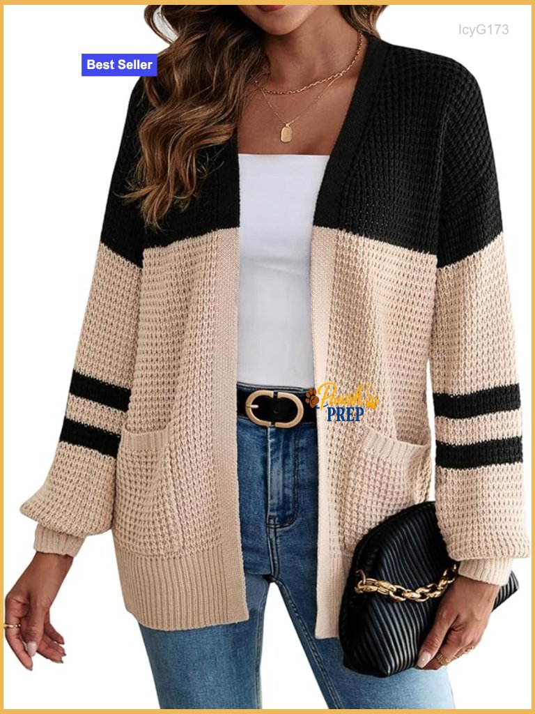 Women's Lightweight Open Front Cardigan Sweater With Pockets